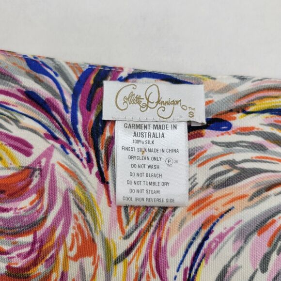COLLETTE DINNIGAN Wrap 100% Silk Wrap Dress Size Small Abstract Print Artsy - Picture 6 of 14